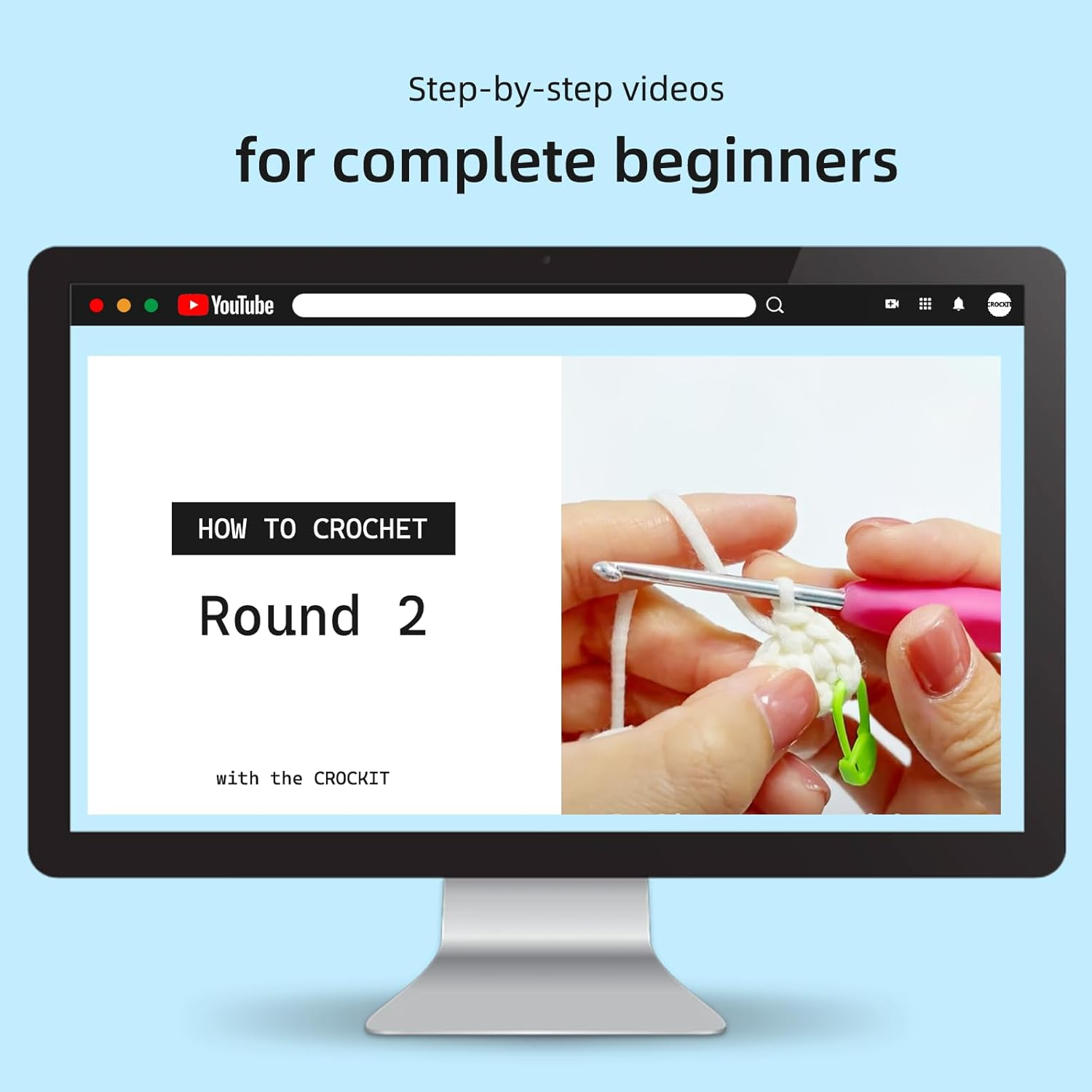 Crochet Kit for Beginners, Beginner Crochet Kit for Adults Kids, DIY Knitting Animal Kit, Amigurumi Crochet Starter Kit with Step-By-Step Video Tutorials（Whale） image number 3