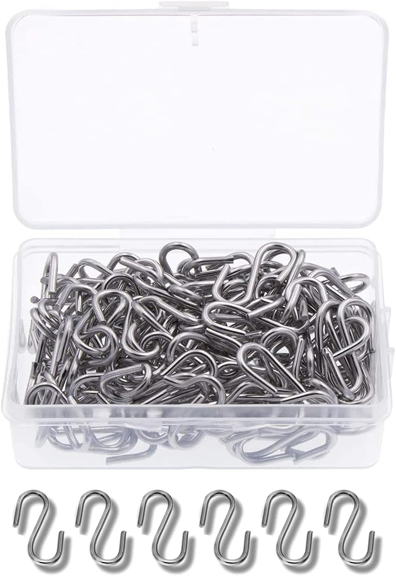 Mini S Hook, 100Pcs S-Shaped Wire Hook for DIY Crafts, Hanging Jewelry, Key Chain, Light Strings (2 X 30Mm)