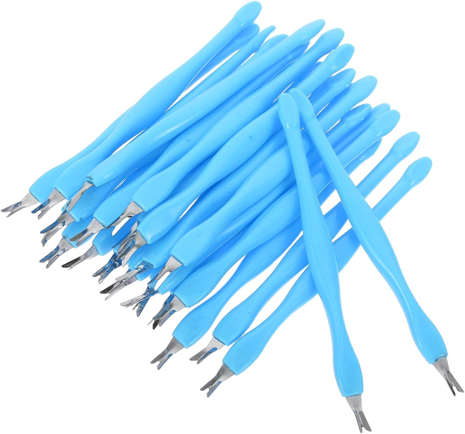 HAPINARY 24Pcs Nail Cuticle Pusher Tool Durable Stainless Steel Cuticle Remover Forks Ergonomic Grip for Precise Dead Skin Removal Home Pedicure