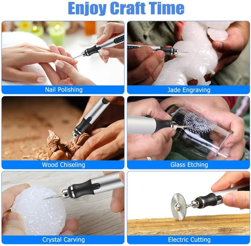 Uolor USB Rechargable Engraving Pen with 42 Bits, Mini Electric DIY Engraver Cordless Rotary Tools Portable Engraving Tool for Jewelry Wood Metal Stone Plastic Glass Etching