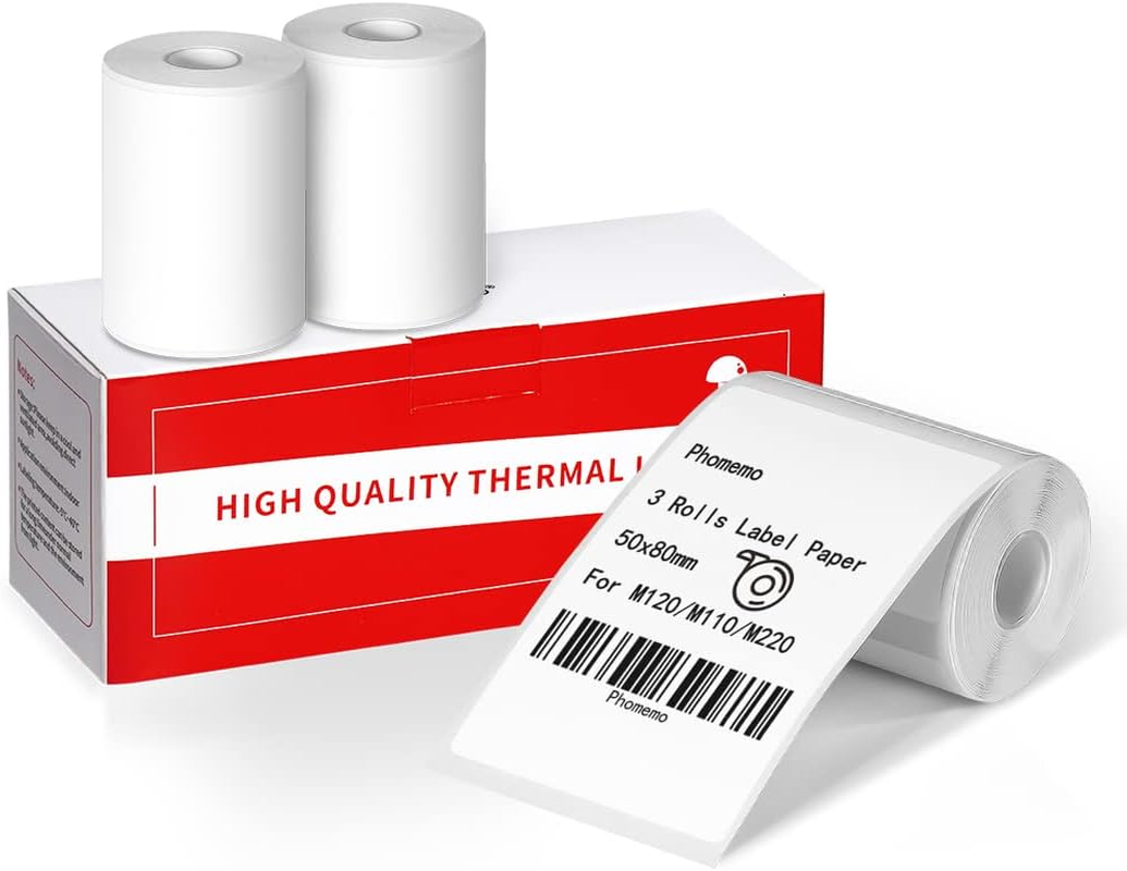 Phomemo Multi-Purpose Square Self-Adhesive Label for 241BT/M120/M110/M220/M150 Label Printer,1.96"X3.14"(50X80Mm),100 Labels/Roll, 3Rolls/Pack, Black on White image number 5