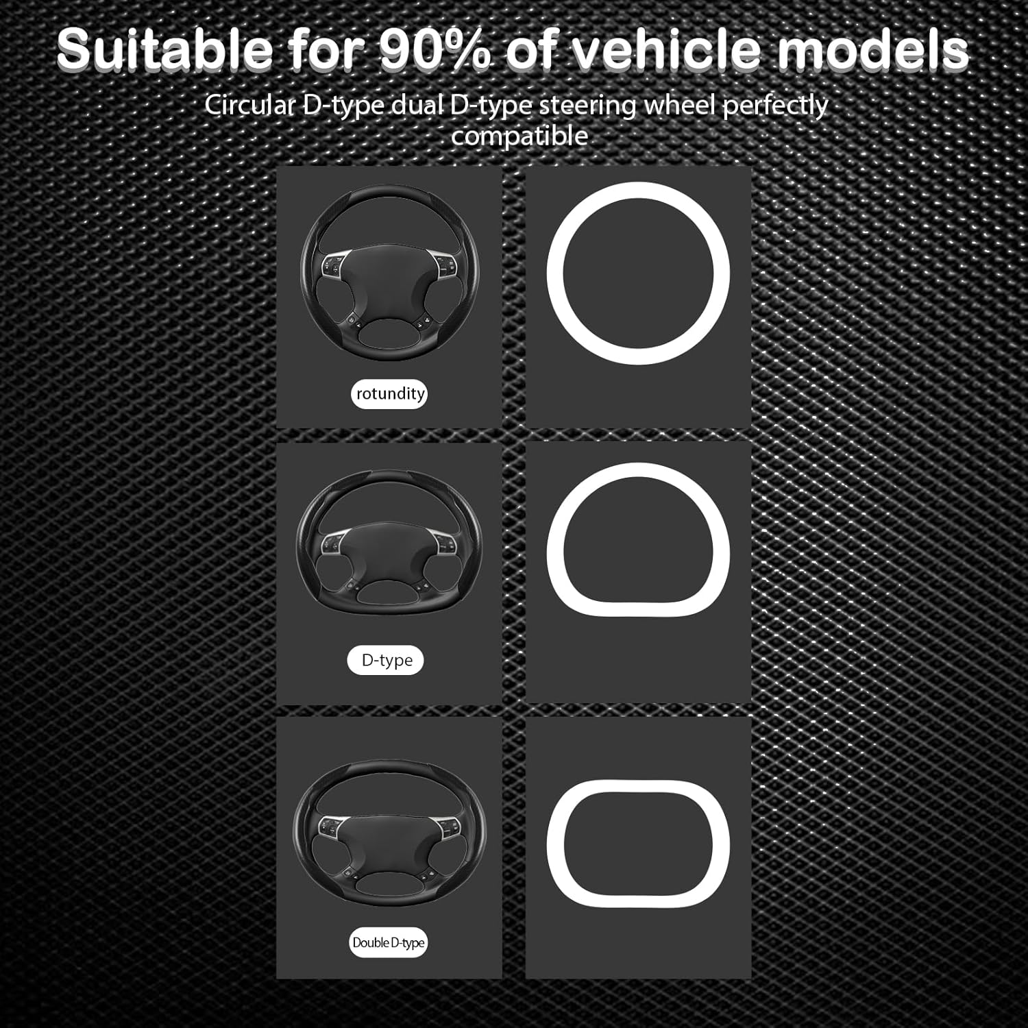 Carbon Fiber Steering Wheel Cover, Snap on Car Steering Wheel Cover Set Accessories Wrap Grip Non Slip Protector Universal (Laser Carbon Silver) image number 1