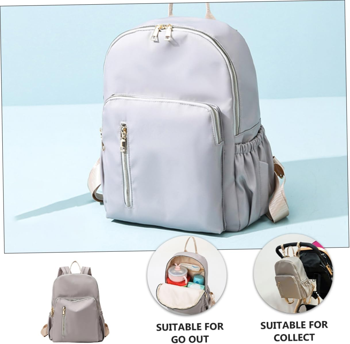 Ibasenice Travel Bags for Mum Stroller Bag Nappy Pouch Pushchair Mom Backpack Stroller Handlebar Organizer image number 6