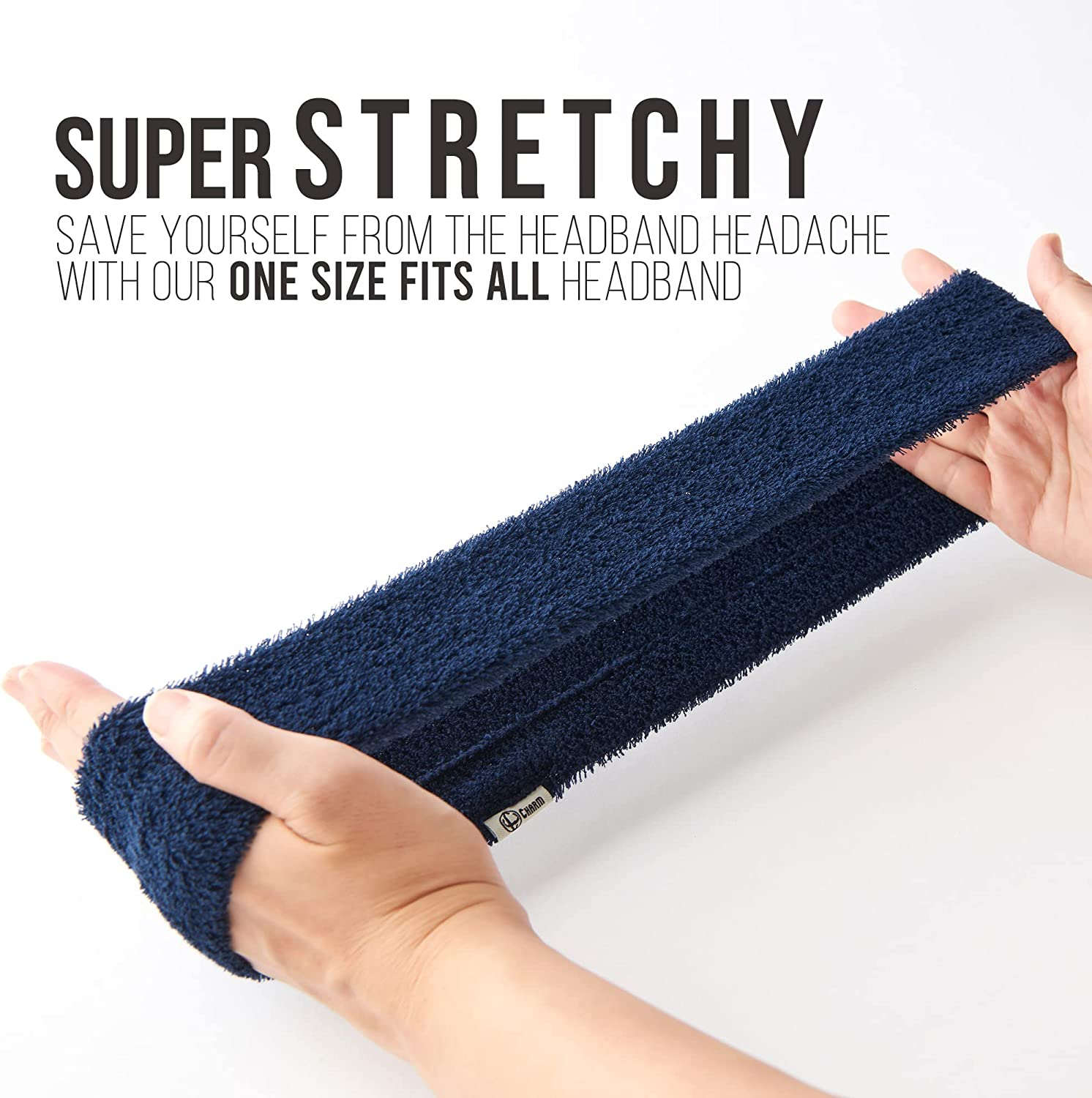 CHARM Mens Sports Headband 2-Pack - Towel Bandana Sweat Wicking Pair Active Wear - Light Grey image number 3