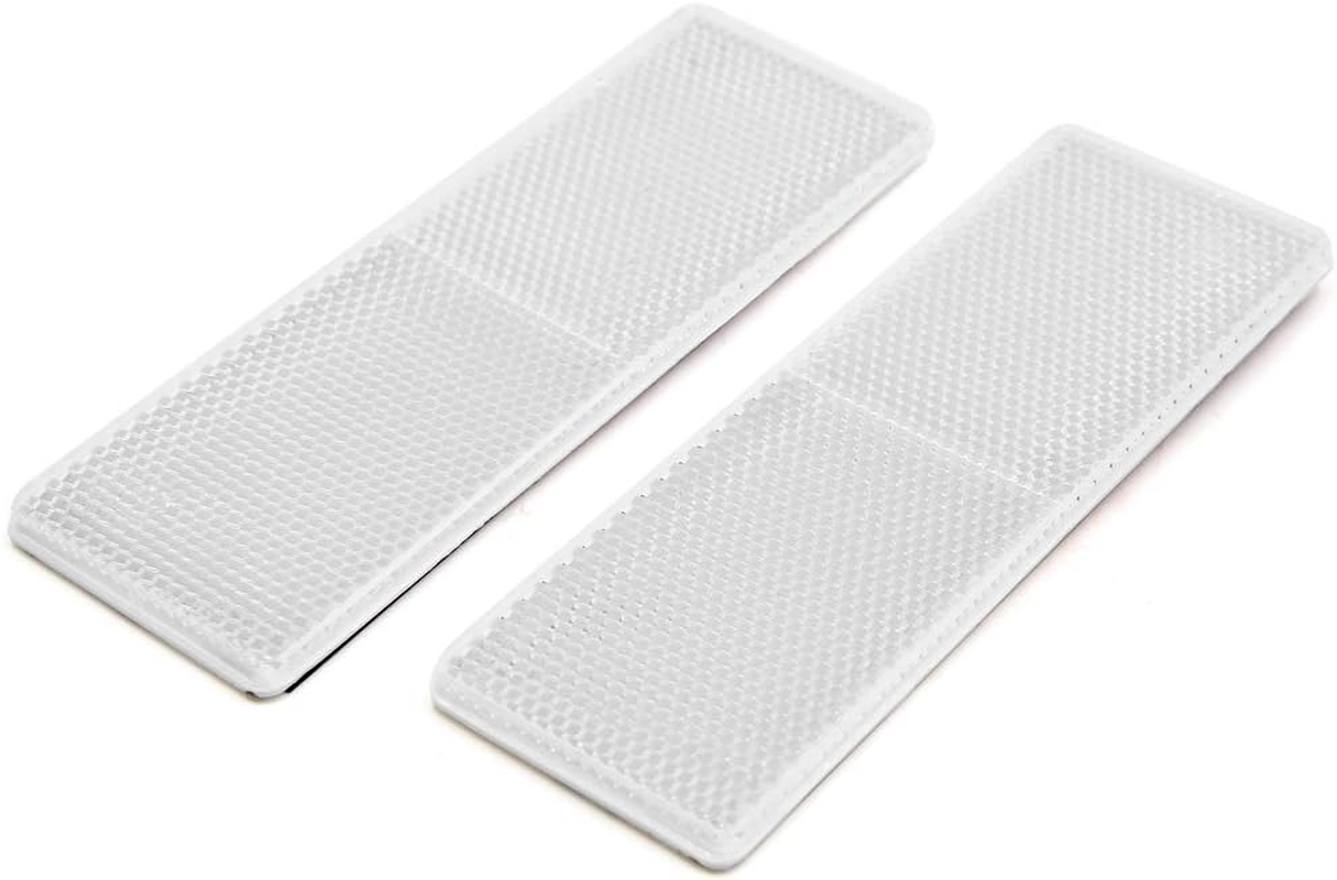 Uxcell 2Pcs White Plastic Reflective Plate Adhesive Reflector Universal 145Mm X 50Mm for Car
