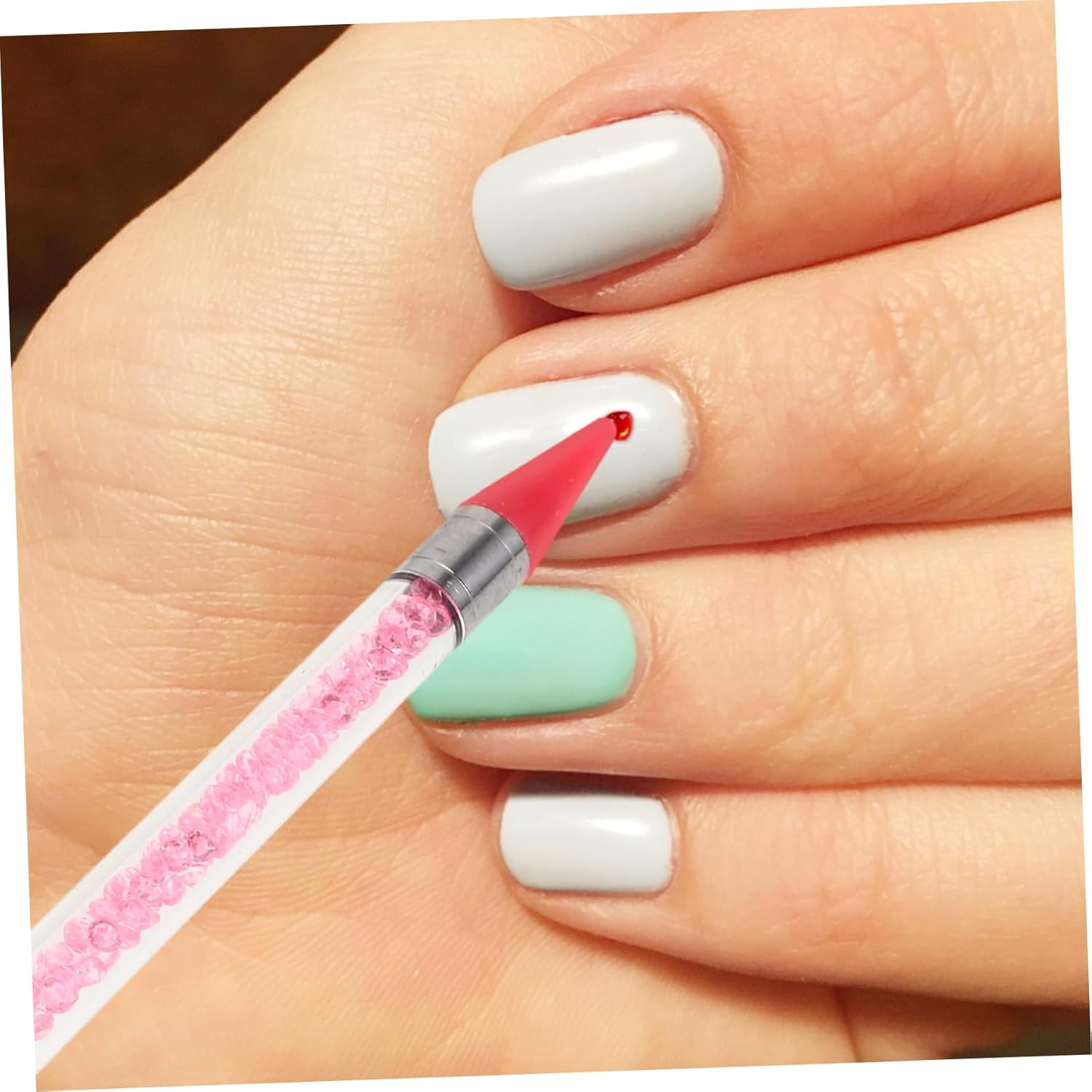 CALLARON 2Pcs Dual Ended Nail Tools with Extra Wax Heads Precision Rhinestone Applicator Dotting Tool for Nail Art Includes Storage Case for Easy Organization