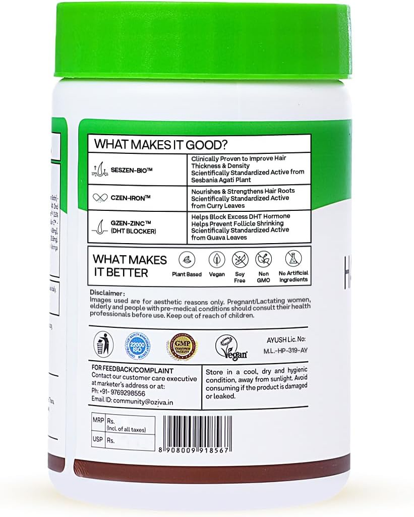 Oziva Hair Vitamins (With DHT Blocker & Omega 3), 60 Capsules (Hair Vitamins) image number 3