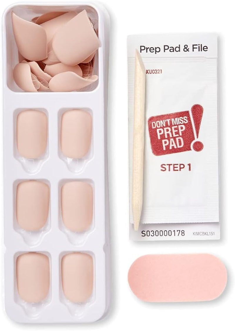 Impress KISS Color Press-On Manicure Fake Nails, Perfect Timing - Short Length, Matte, Polish-Free Solid Color Mani, Includes Prep Pad, Mini File, Manicure Stick, and 30 Fake Nails image number 2