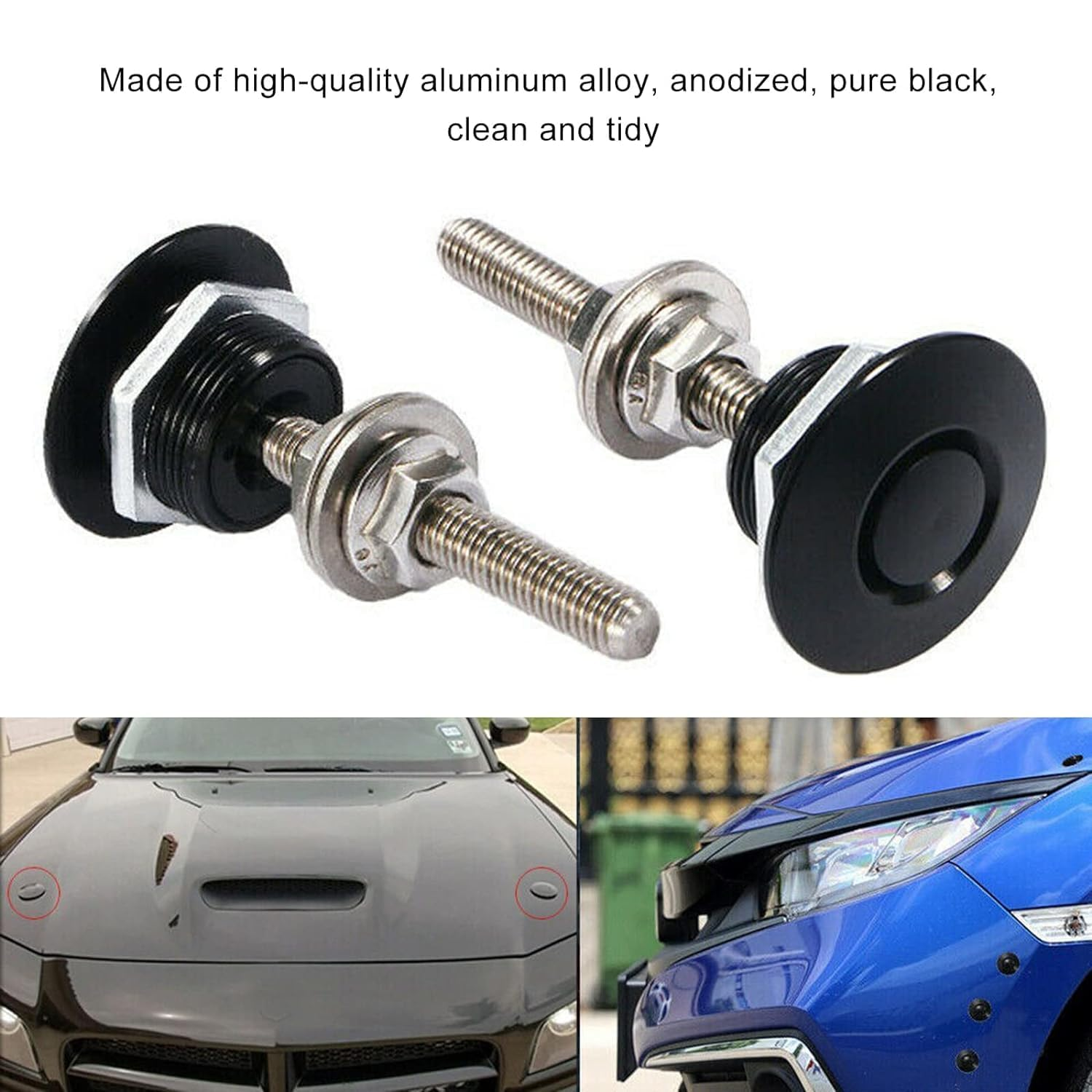 Quick Release Lock Latch Bumper License Plate Lock Clip Push Button Bonnet, 4Pcs Vehicle Hood Pins Quick Release Lock Latch Bumper Button Bonnet, Aluminum Alloy Quick Latch Lock for Auto Bumper image number 6
