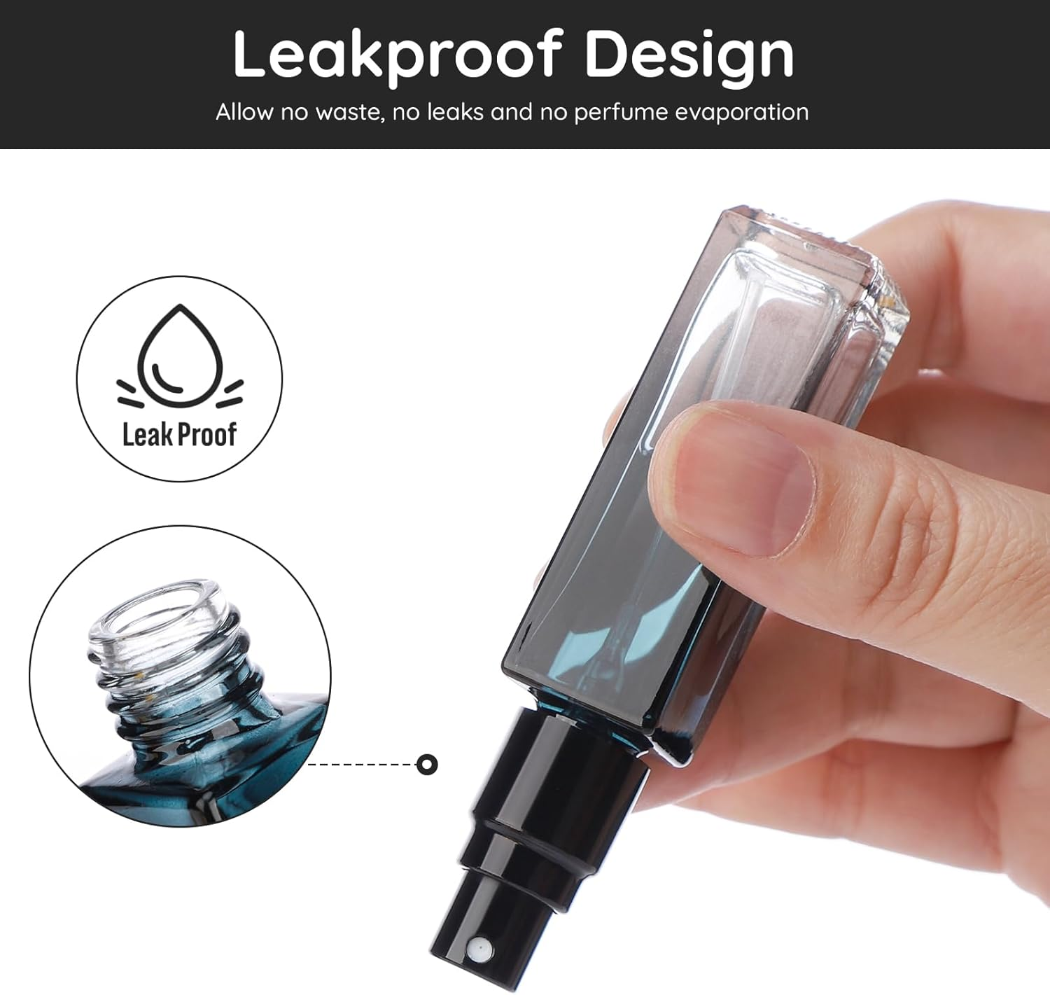 Segbeauty Perfume Atomiser Glass, 5Pcs Travel Perfume Refillable Bottle 10Ml, Perfume Empty Bottles for Men and Women, Good for Party and Date, Gradient Blue image number 4