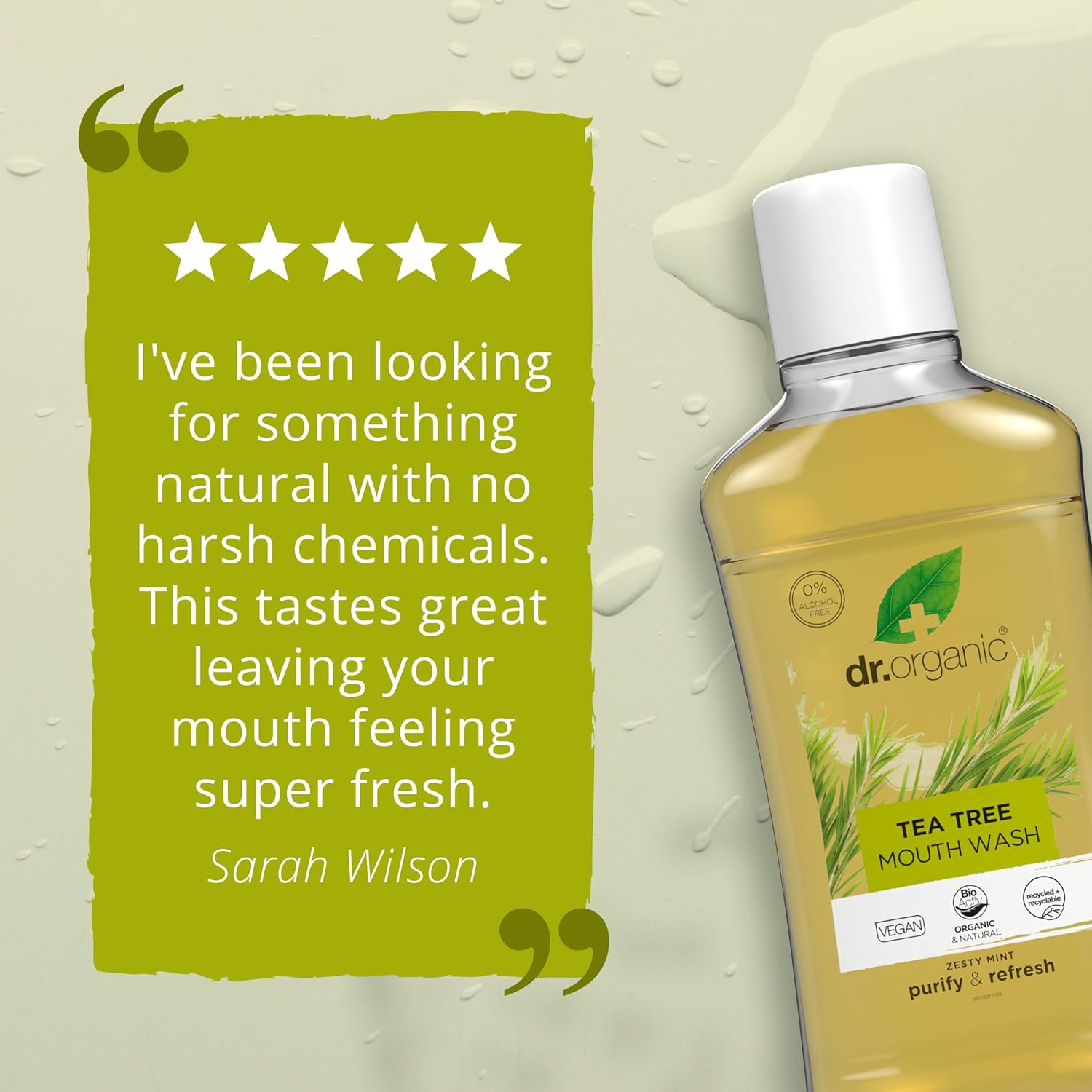 DR ORGANIC Mouthwash Organic Tea Tree, 500Ml image number 5