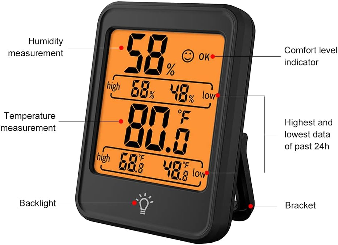 Digital Hygrometer Thermometer Indoor Temperature and Humidity Gauge Monitor Meter with Large LCD Display for Home Bedroom Office Greenhouse image number 3