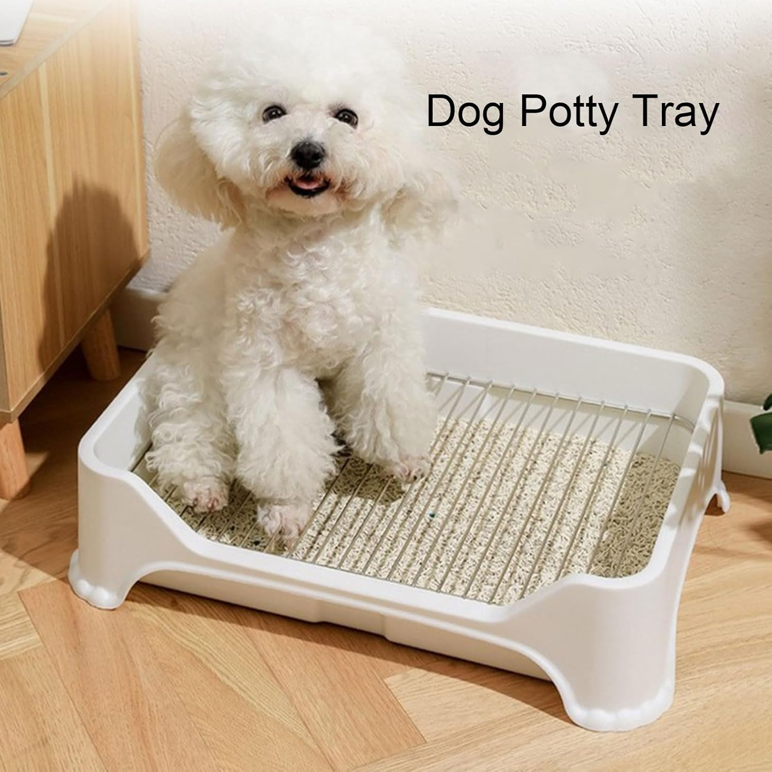 Dog Potty Tray, Stainless Steel Removable Washable Pet Toilet Training Pee Pad Tray for 1.5 to 2.5Kg Small Medium Dogs, 15Mm Spacing, Mesh Dog Training Toilet Dog Litter Box image number 2