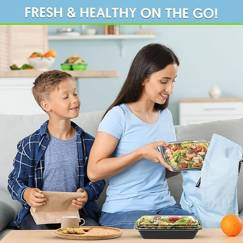 LALOCAPEYO Meal Prep Container 1 Compartment - 35 Pack Extra-Thick Food Storage Containers W/Lids Plastic Bento Box Reusable BPA Free Lunch Boxes (830Ml) image number 1