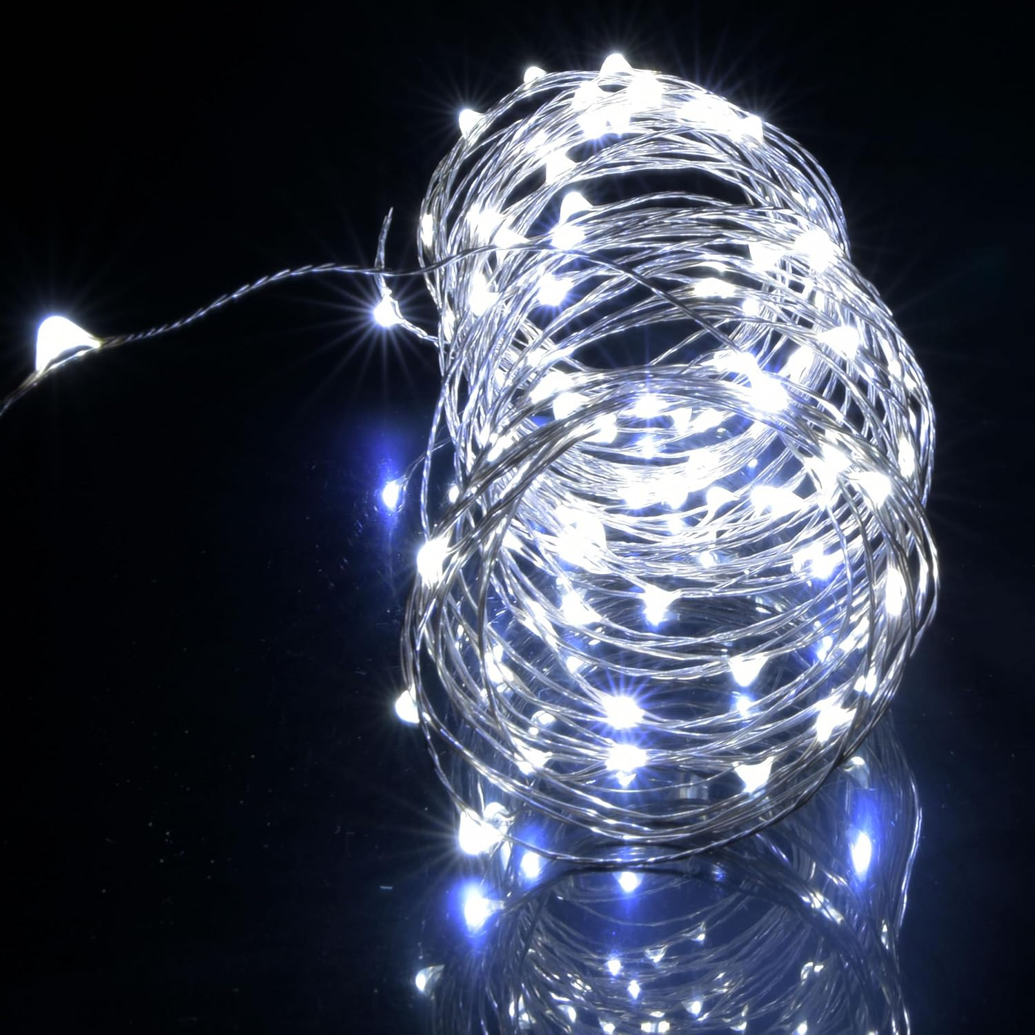 USB Powered String Lights,Led Silver Wire Micro Fairy Lights,5M/16.4Ft 50 Twinkle Lights for Indoor Bedroom Garden Party Wedding Christmas Party Decoration (Multi Colour, 10M/32Ft.) image number 5