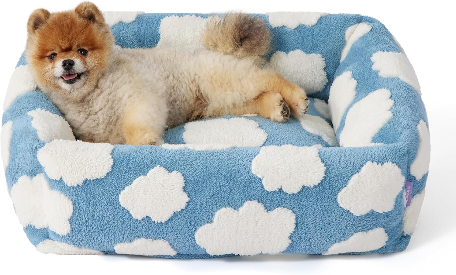 Lesure Cute Dog Bed for Small Medium Dogs, Washable Puppy Beds, Cozy Rectangle Orthopedic Pet Sofa with Jacquard Shaggy Plush, anti Slip Bottom (63 * 53Cm) image number 1