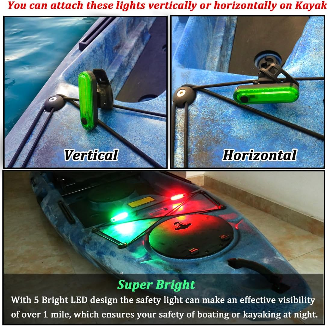 Botepon Kayak Navigation Lights Stern Lights Battery Operated, Waterproof Kayak Lights for Night Kayaking, Paddle Board Lights, Marine Safety Lights for Pontoon Boat, Bass Boat, Dinghy image number 1