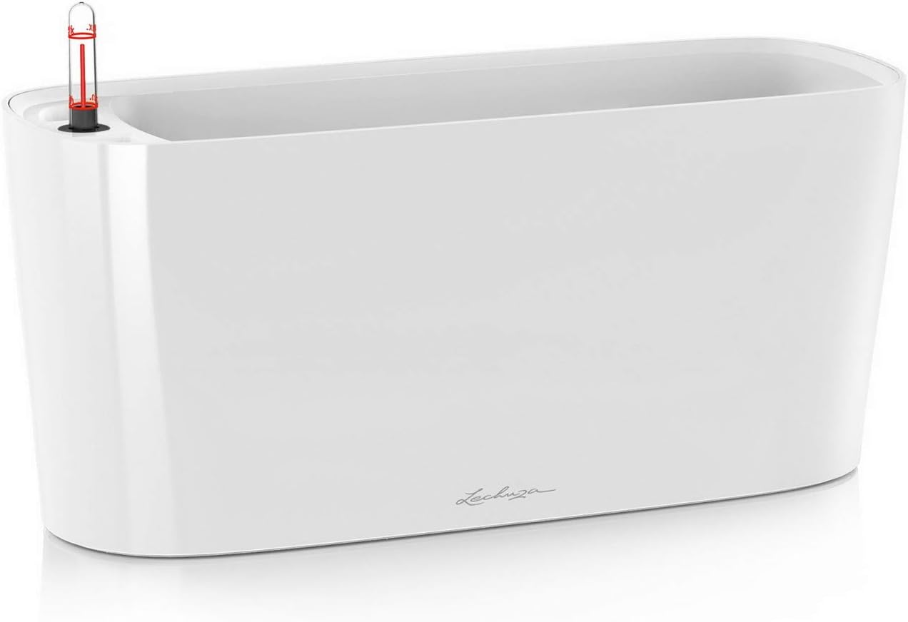 Lechuza Delta 10 Self Watering Plant Pot, White High Gloss, 30 Cm