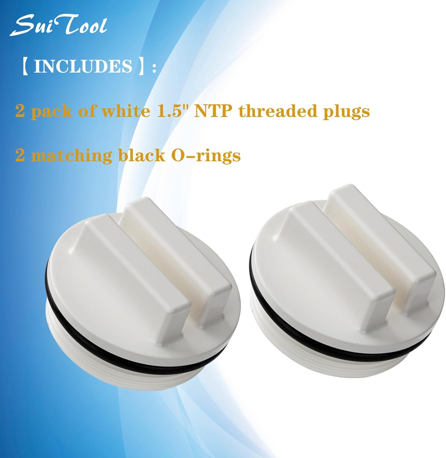 1-1/2" Threaded Pool Filter Drain Plug Cap Winterizing Plug, SP1022C with O-Ring Replacement for Pentair, Hayward, Sta-Rite Pool Filter Darin Plug (2 Pack) image number 1