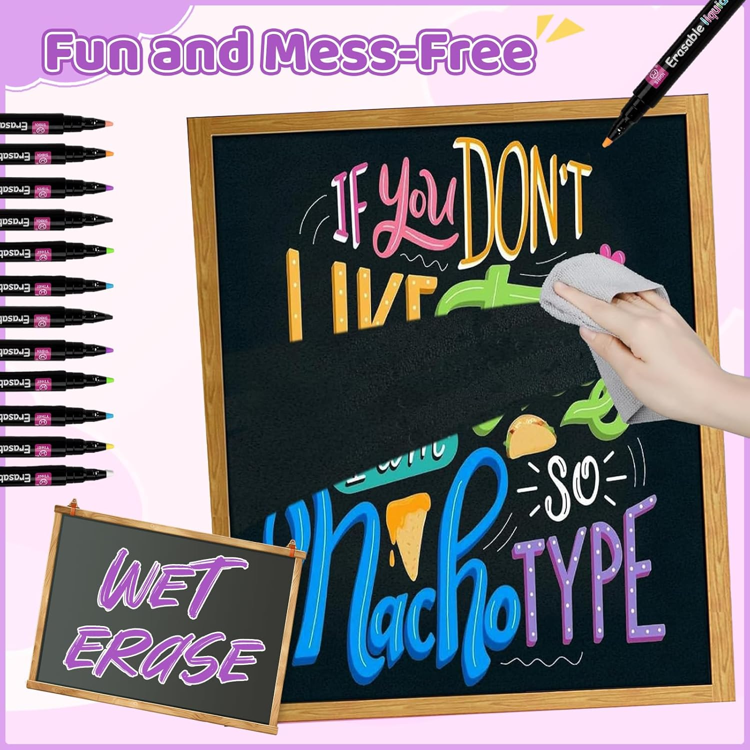 Dawntress Liquid Chalk Markers Pen for Blackboards, 12PCS Dry Erase Marker Pens for Glass & Chalkboards, Fine Tip Erasable Markers Chalk Pens for Windows, Signs, Menu Boards, DIY Drawing, Mirrors image number 5