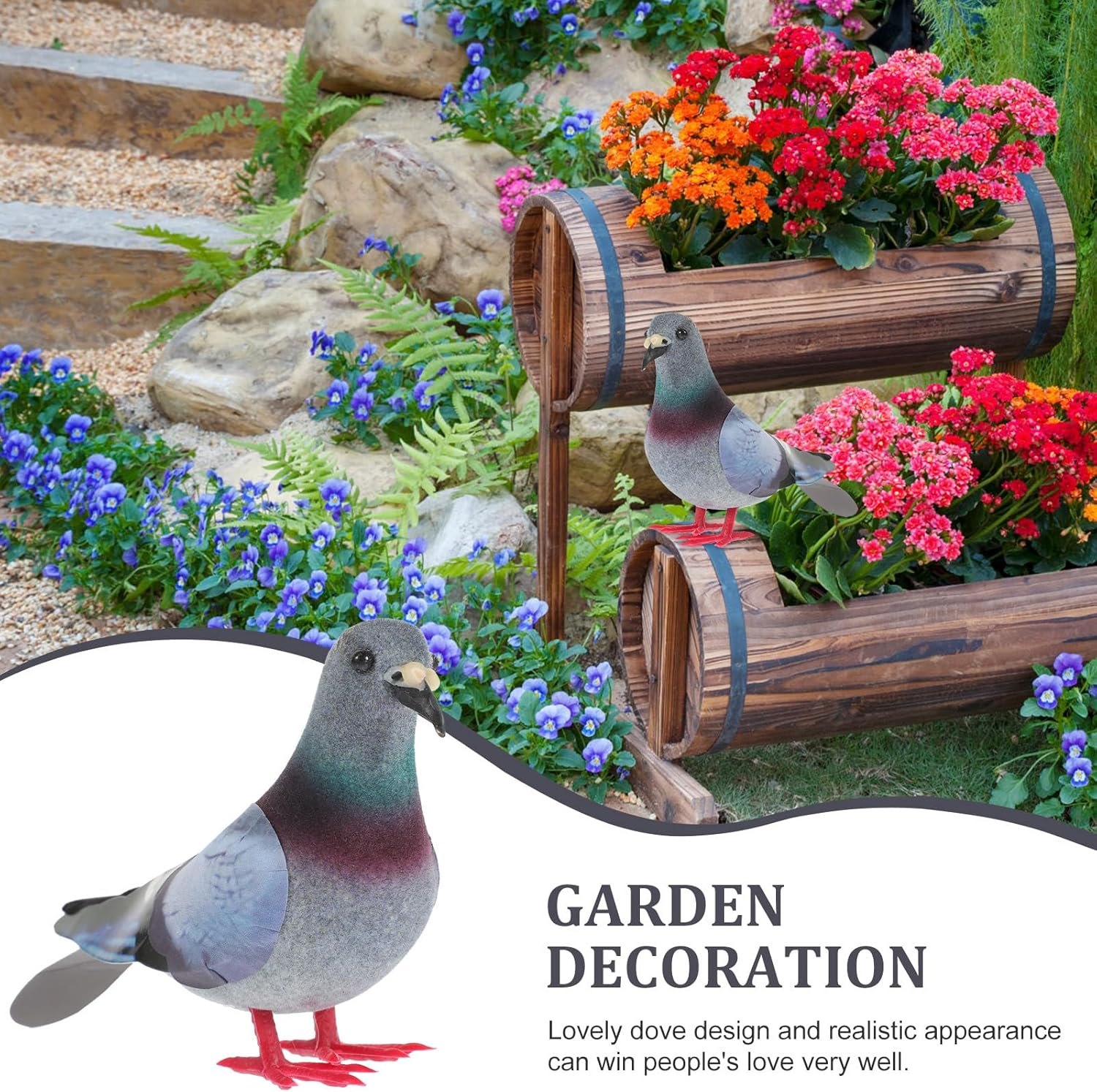 YARNOW 2Pcs Simulation Foam Pigeon Model, Fake Pigeon Artificial Animal Model Bird Statue for Lawn Garden Decoration image number 6