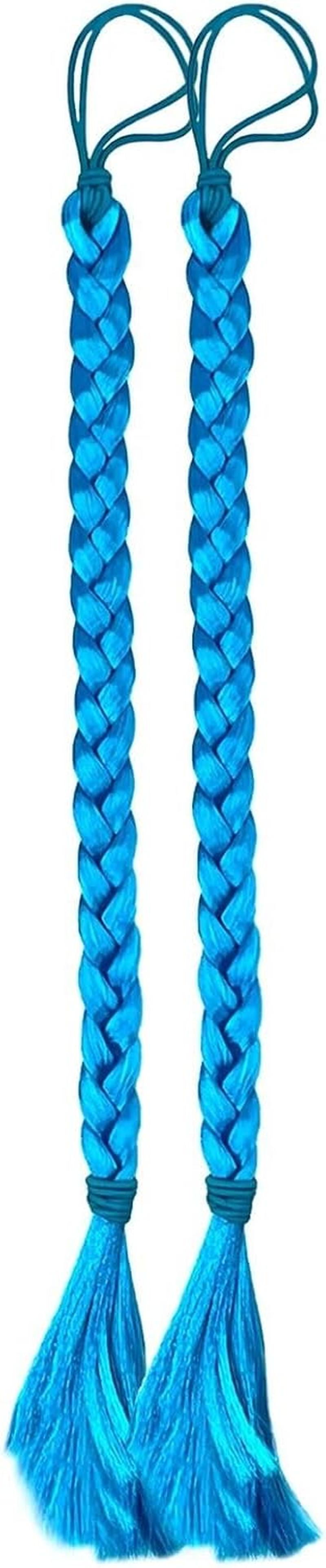 2Pcs Braided Ponytail 45Cm Hair Band Kids Braiding Hair Extensions Girls Wig (Purple)