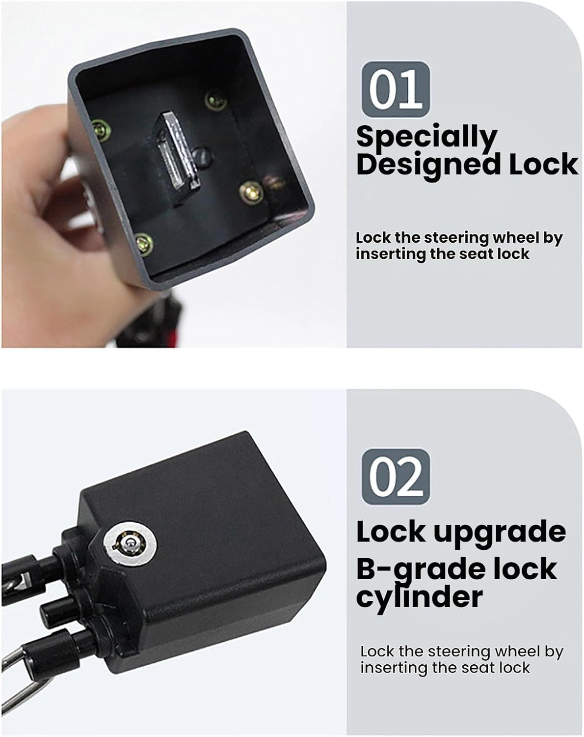 Steering Wheel Lock for Cars, Universal Auto Anti-Theft Lock with 2 Keys - Flexible & Compact Security Device for Car, Truck, SUV, Van - High Visibility Deterrent with Easy Storage (Red) - Black image number 7