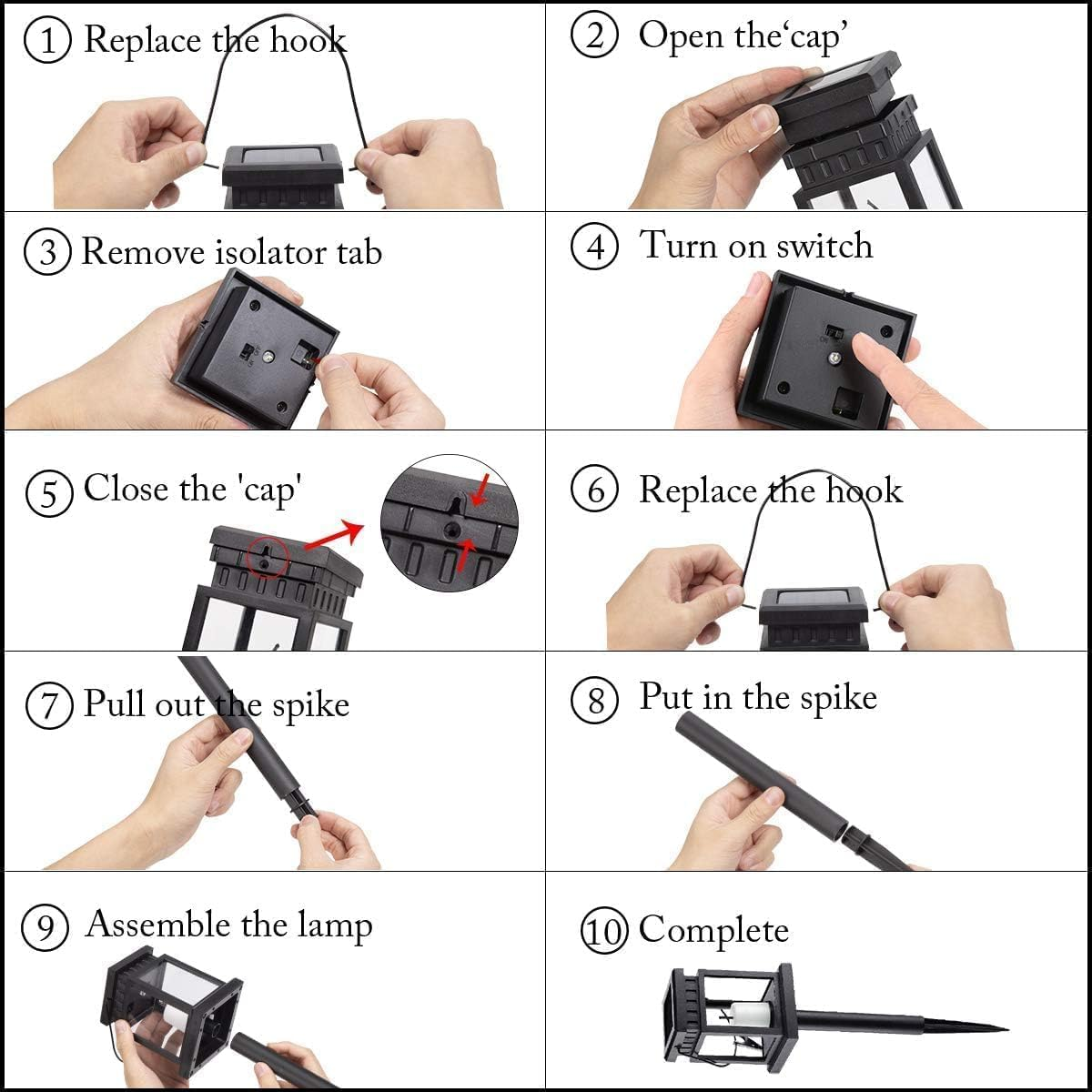 2 Pack Solar Hanging Lantern Outdoor, Candle Effect Light with Stakes for Garden, Patio, Lawn, Deck, Umbrella, Tent, Tree, Yard, Driveway-Warm White image number 1