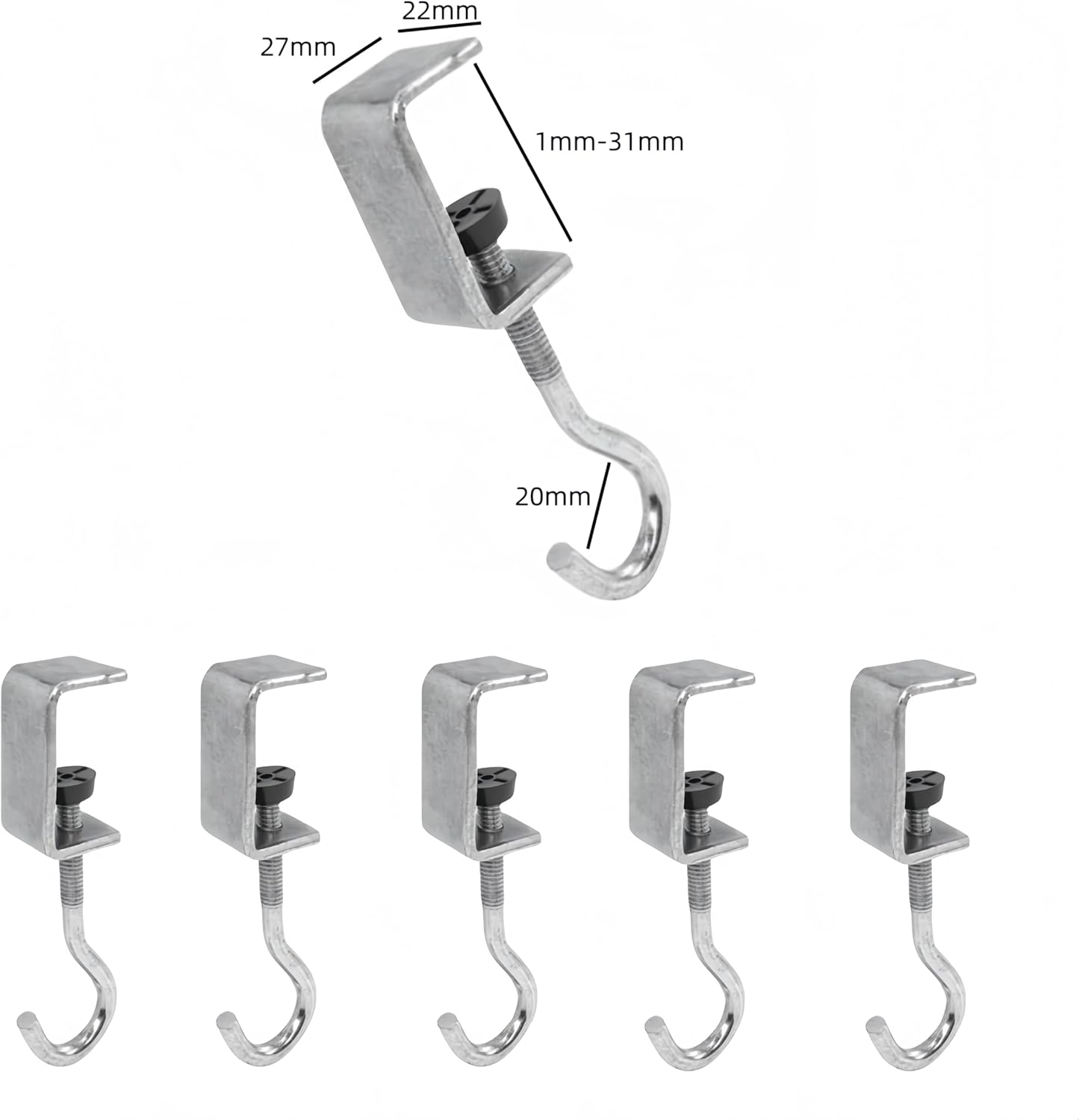 Ai-Oumleef Desk Mount Bag Holder Hook,8 Pcs Desk Mount Hook and Schoolbag Holder Hook Clamps,Clamp-On under Desk Hooks,For Table Desk Closet Door Cabinets