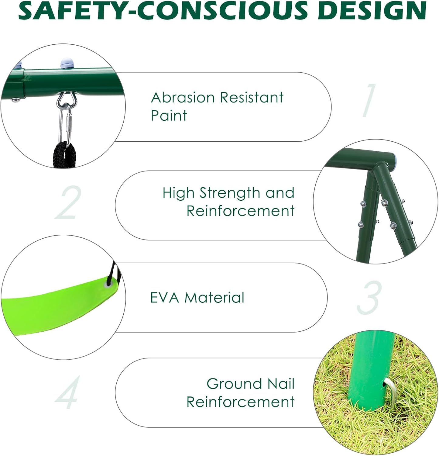 CYFIE 5-In-1 Swing Set for Kids Heavy-Duty Metal Swing Stand Outdoor Playground Equipment W/2 Swings Basketball Hoop, Football Gate for Outdoor Backyard, up to 440.1Lbs (200Kg) Weight Capacity image number 2