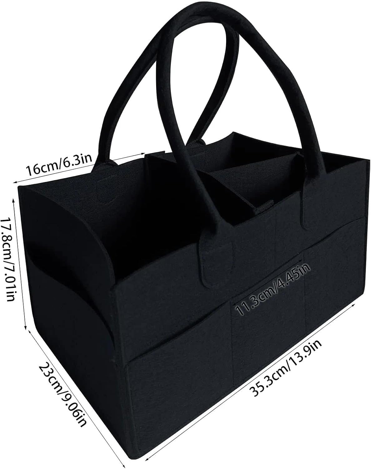 Baby Diaper Caddy Organizer: Portable Holder Bag for Changing Table and Car, Nursery Essentials Storage Bins Gifts for Baby Shower, Newborn Registry -Large（Black） image number 3