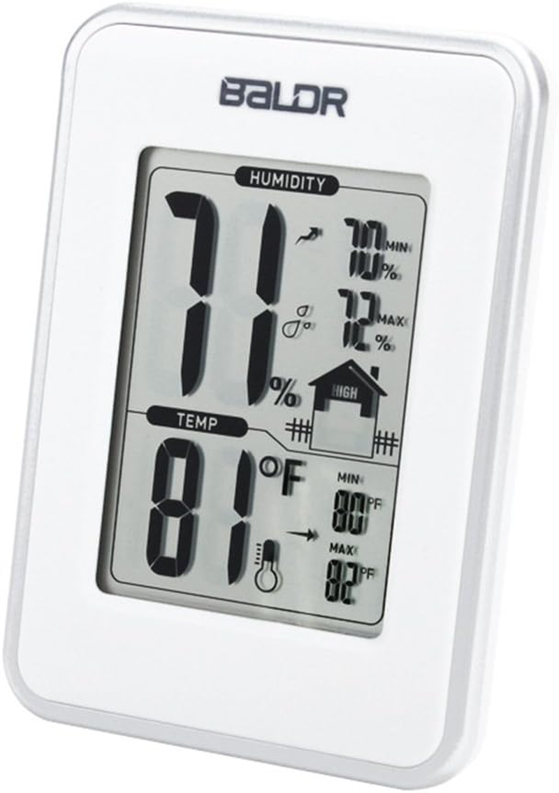 BALDR Digital Thermometer Hygrometer Monitor Indoor Temperature & Humidity Gauge, Min, Max, and Trend Indicator, White image number 3