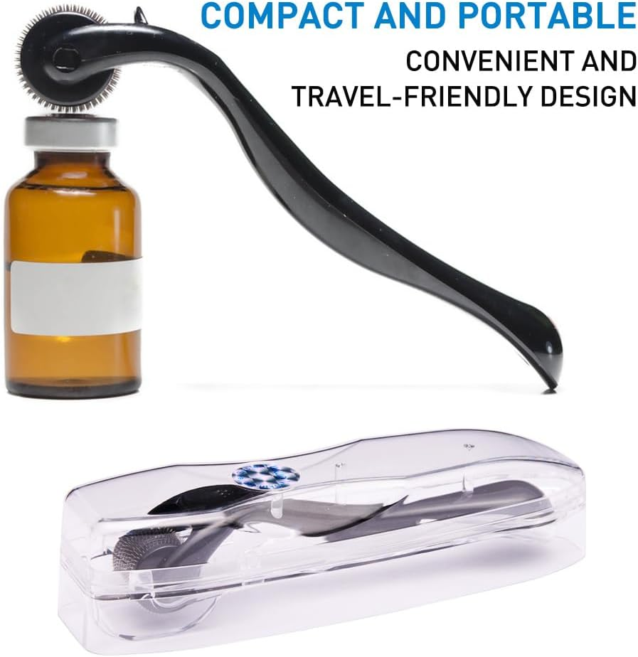 2PCS 1Mm&1.5Mm Derma-Roller for Hair Face Skin,Microneedling Roller Beard Growth Kit Derma-Roller with 540 Needles for Men Women image number 4