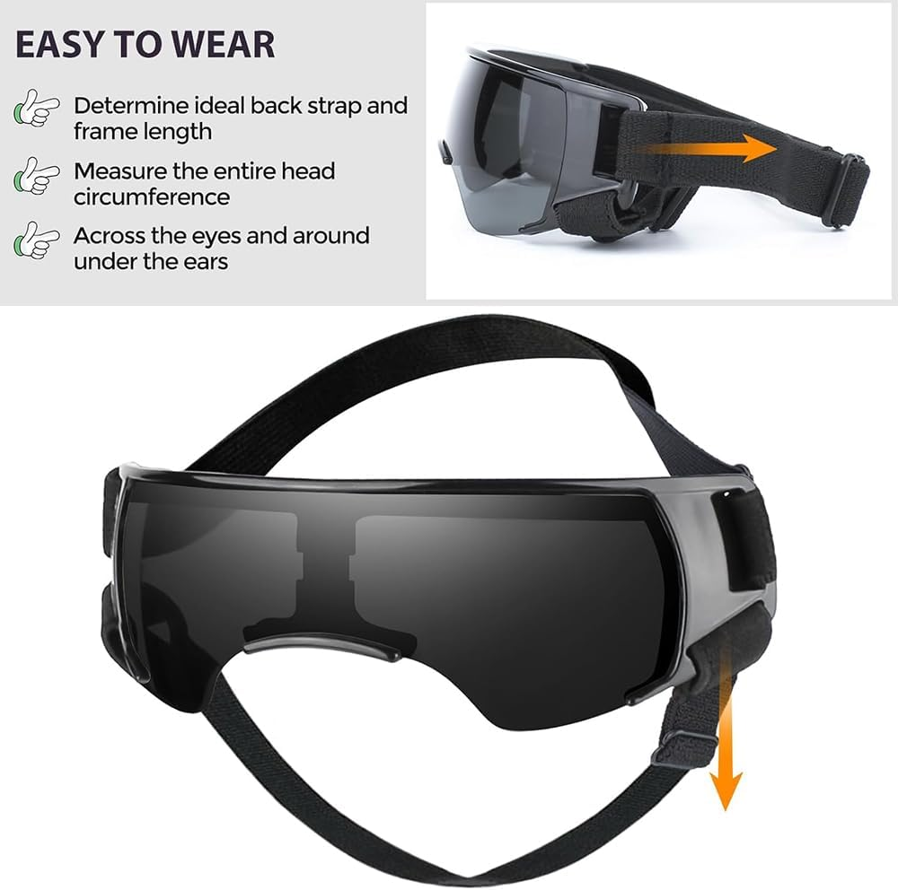 Dog Sunglasses Goggles, Windproof Waterproof Pet Glasses with Adjustable Strap, Cool Outdoor Accessories for Small and Medium Dogs (Black) image number 2