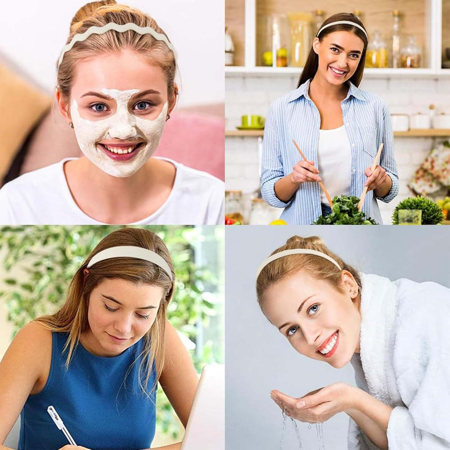 TELAIN Pack of 7 Women'S Headbands, Various Designs, Elastic Stretch Hair Bands, Soft Fabrics, for Birthdays and Festivals image number 1