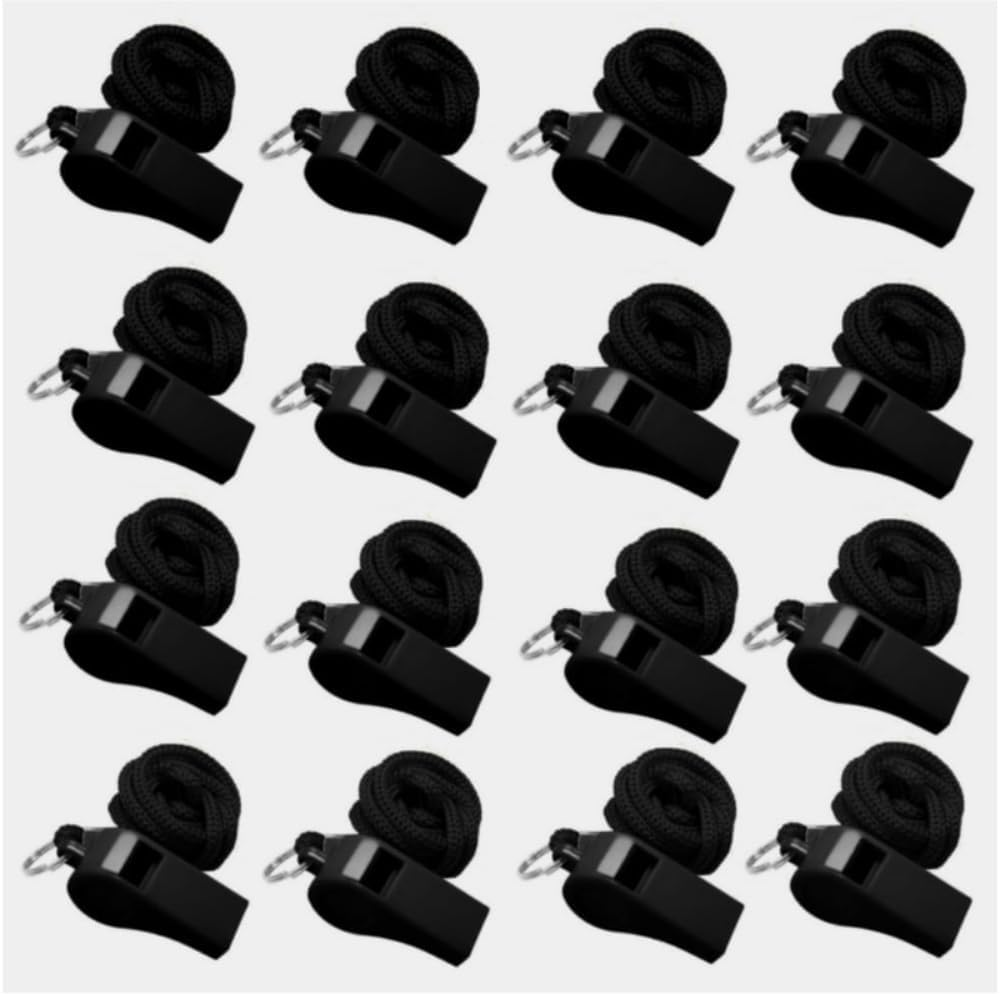 Fabselection 16 Pcs Sports Whistles with Lanyard, Loud Crisp Sound Whistles Bulk Perfect for Coaches for Football Sports Lifeguards Survival Emergency Training image number 1