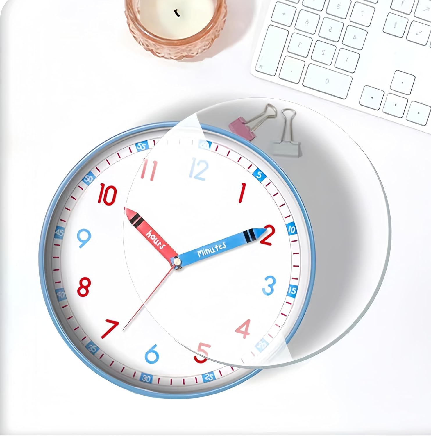 Wigmoa SS-L 【10 Inch/25Cm】 Silent Non-Ticking Wall Clock, Modern Analog Battery Operated Clock for Classroom, Bedroom, Office, and Home Decor, Time-Telling Clock for School Supplies. (Blue, 10 Inch) image number 3