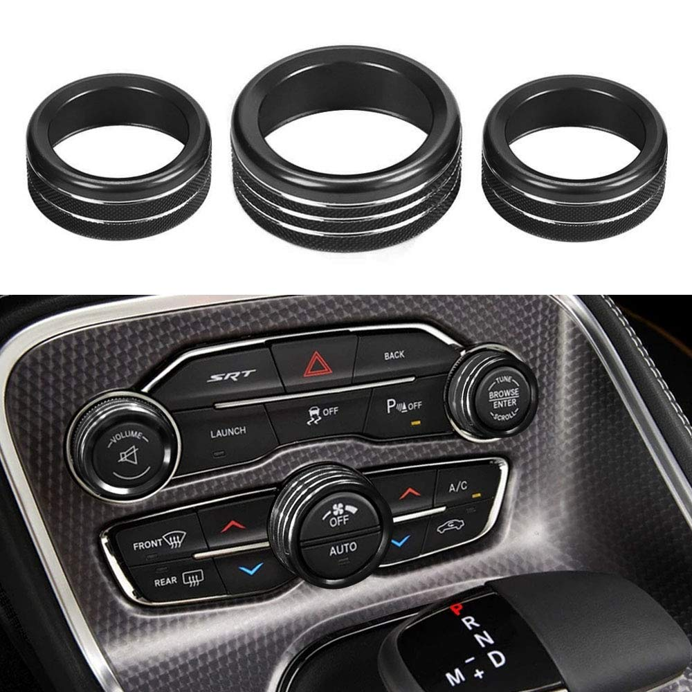 AC Air Conditioner Volume Tune Knob Button Cover for Dodge Ram 1500 2500 3500 2013-2018 for Dodge Challenger Charger Durango Journey Chrysler 200 300 300S Jeep Cherokee Grand Cherokee (Black) image number 2