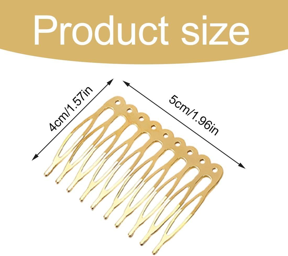 16 Pieces Metal Side Combs with 10 Teeth Veil Combs Hair Side Combs for Women French Hair with Teeth for Hair Accessories with Silver and Gold Chignon Clip image number 3