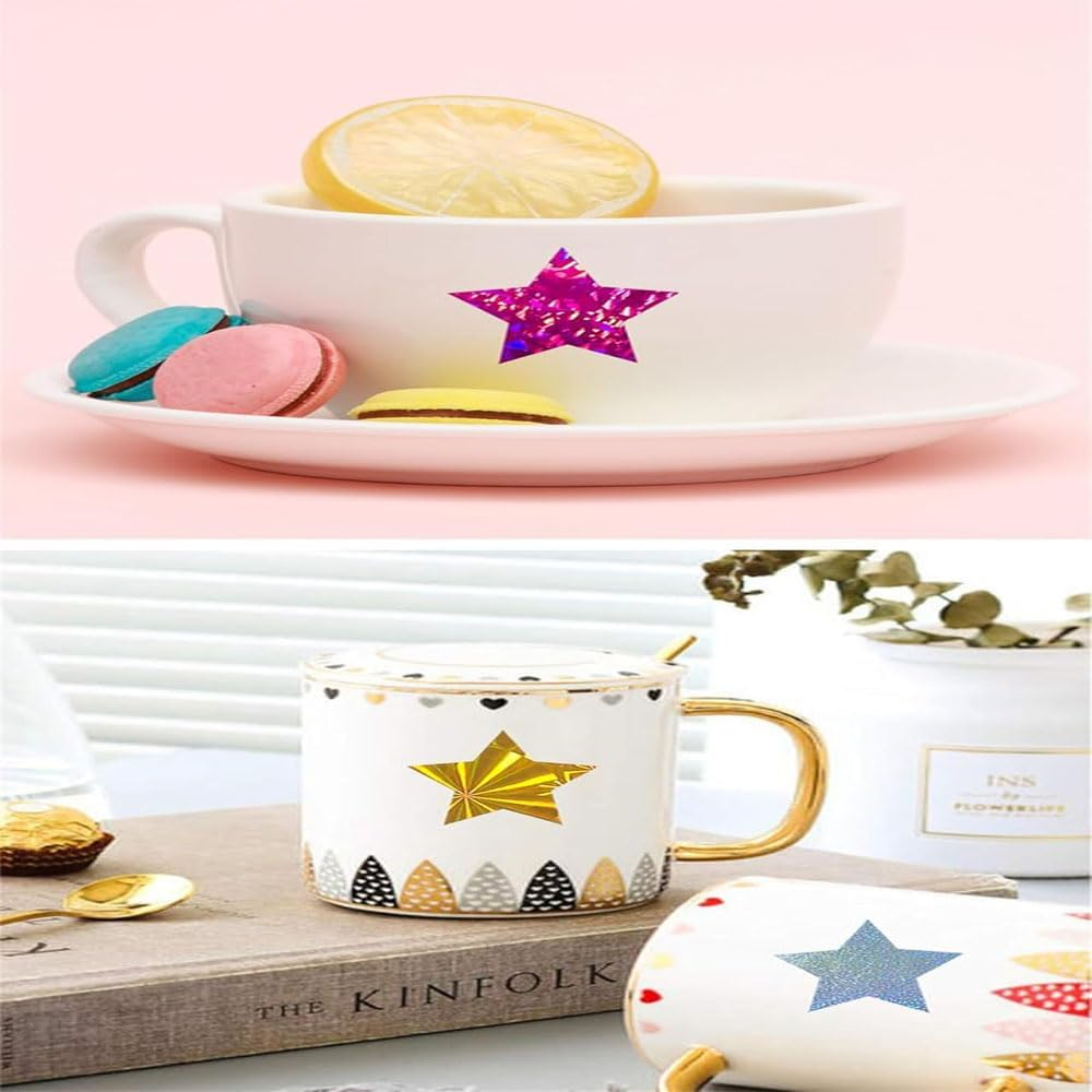 1000PCS Multicolor Star Stickers, Sparkly Foil Small Star Stickers, Motivational Stickers 1" Diameter for Kids Reward, Arts and Crafts and Homeschool Teacher Supplies Planner and School Classroom - Gold image number 2