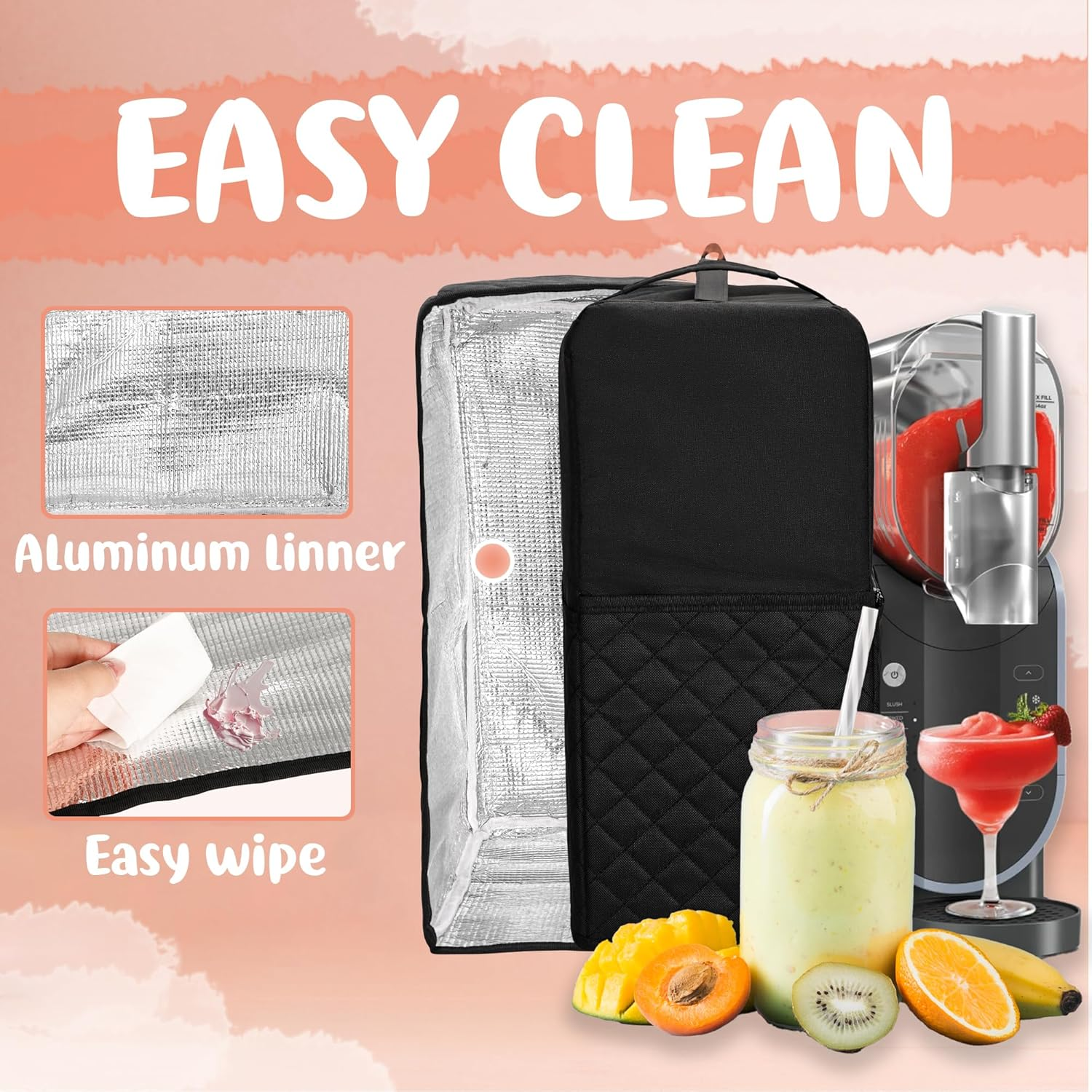 CROTIRAD Slushie Machine Dust Cover for Ninja Slushie Machine Frozen Drink Maker, Hanging Dust Cover for Ninja Slushy Machine, Easy Foldable Cover Fits Ninja Slushi Maker, Black