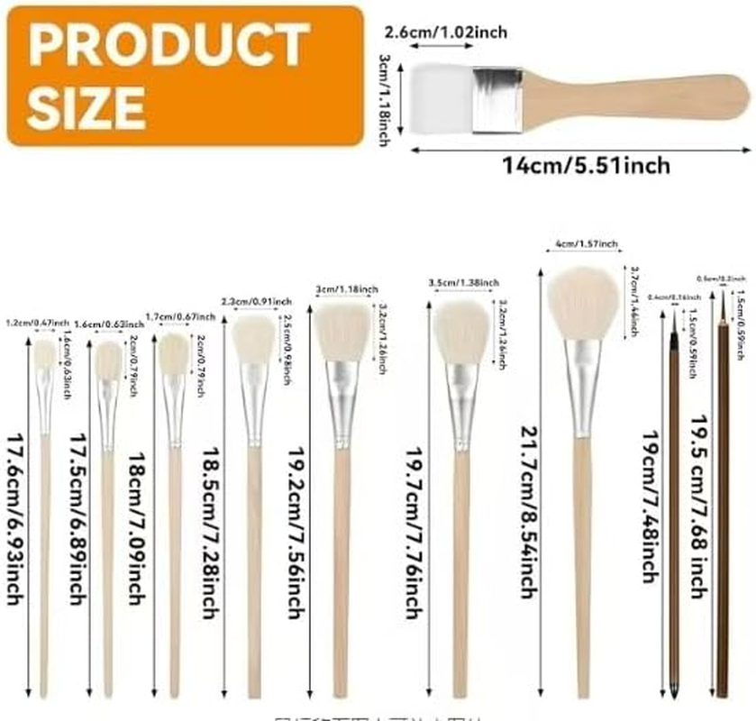 10Pcs Paint Pen Wool Brush Pottery Art Gilding Brush Acrylic Gold Leaf Brush Goat Hair Blending Brush,Art Paint Brush Nylon Painting Brushes with Wooden Handle,Art Paint Brushes Nylon Painting Brush image number 1