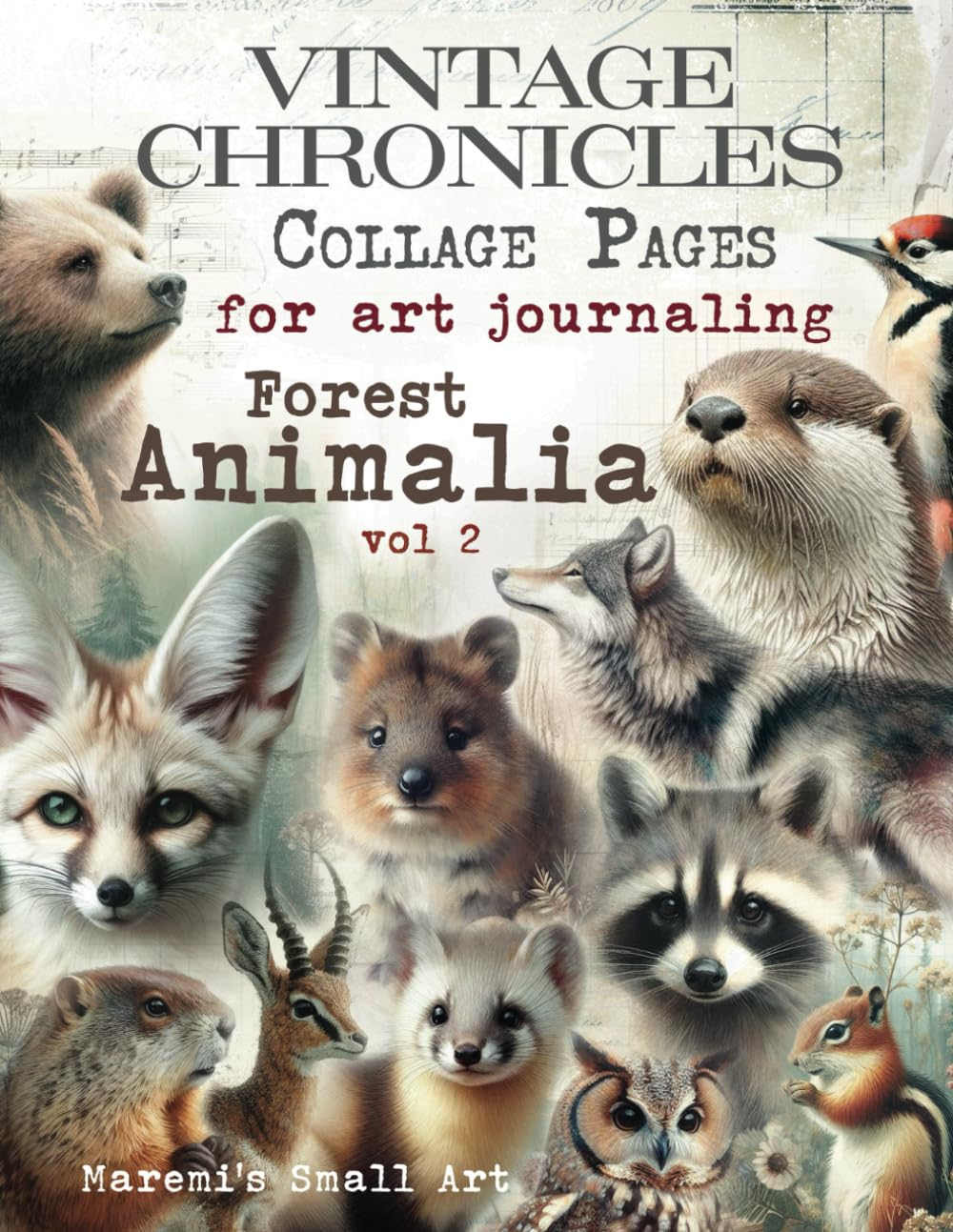 VINTAGE CHRONICLES Collage Pages for Art Journaling, Forest Animalia Vol 2: a Book with 140+ Images to Cut Out, Glue and Collage for Junk Journals, Mixed Media & Scrapbook / BOOK of Woodland ANIMALS