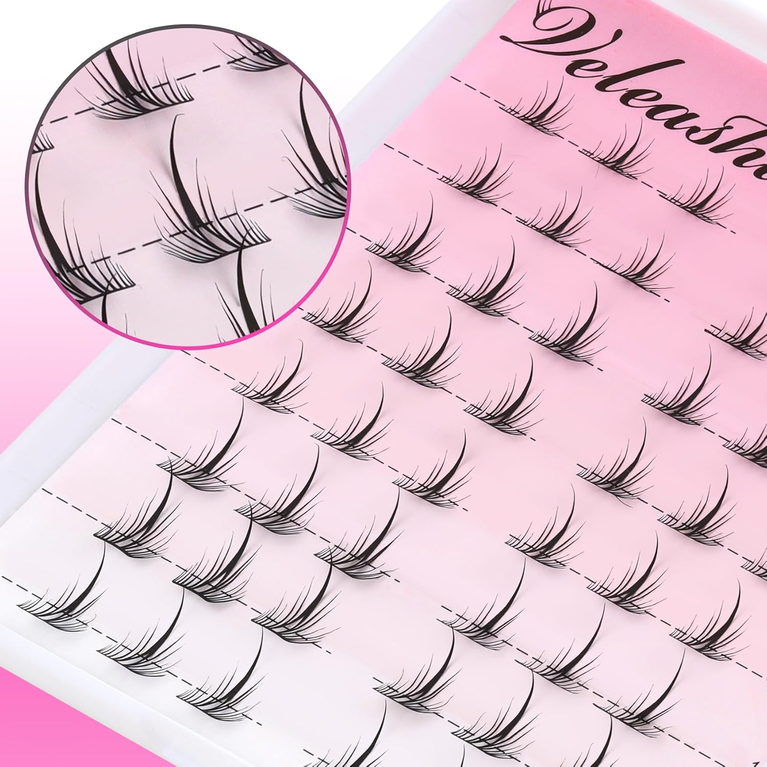Veleasha Manga Lash Clusters Wispy Anime Cluster Lashes Laser Tech Spiky Design Eyelashes Cluster 10-14 Mm Super Lightweight DIY Eyelash Clusters (Petalsway) image number 3