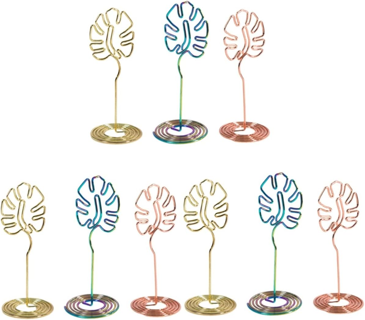 LALAFINA 6 Pcs Palm Leaf Table Decoration Place Holder Stand Picture Stands Photo Holder Clips Hawaiian Table Numbers Place Card Holder Stand Cute Place Holders Banquet Metal Table Card