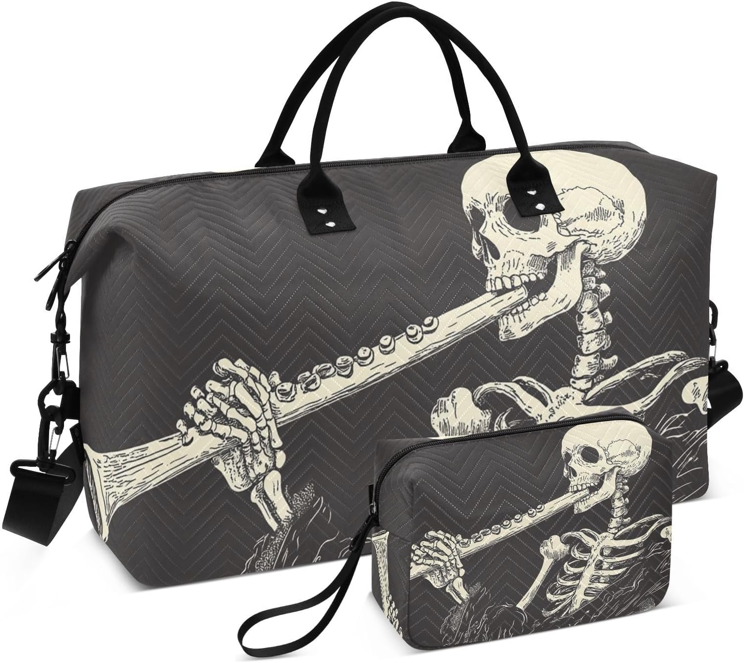 QGBYMX Skeleton Long Horn Travel Duffel Bag, Gym Bags with Multiple Interior Pockets for Men Women Toiletry Purse Included 20.5&rdquo;X 1.9&rdquo; X 13.8&rdquo;, Multi, One Size, Multi, One Size image number 3