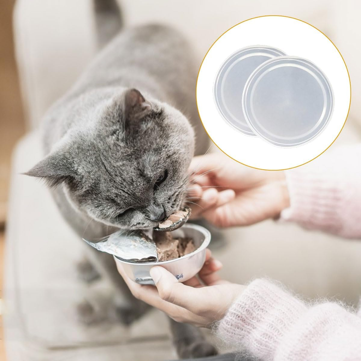 Mkemka Pack of 10 Lids for Cans 75 Mm Washable Can Lid PE Silicone Can Lid Dog Food White Lid for Cat Food Dog Food Storage Food Pet Food image number 6