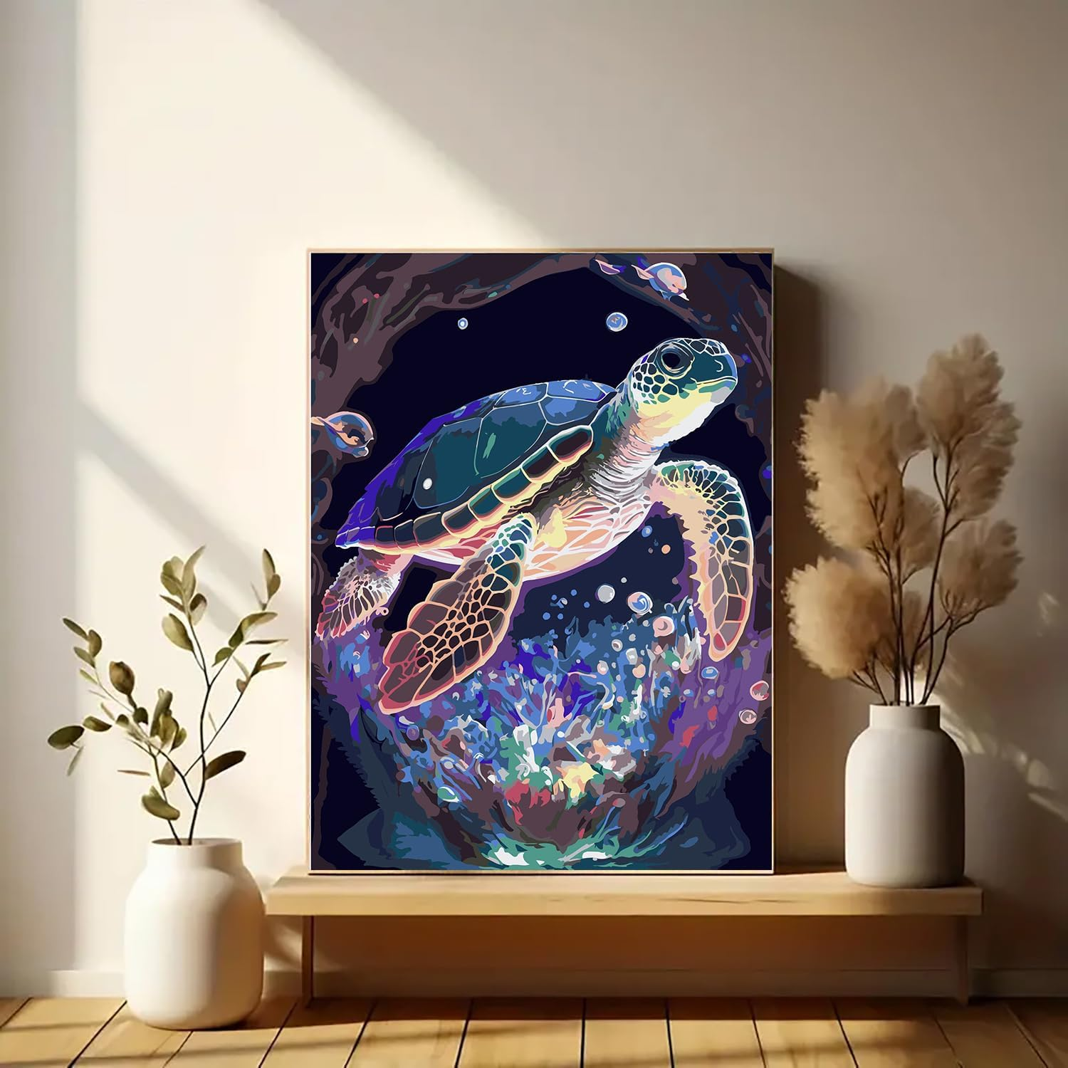 Paint by Numbers Kit for Adults Beginner, Sea Turtle Adult Paint by Number Kits on Canvas, DIY Acrylic Watercolor Oil Paint by Number for Adults for Home Decor Gift 16X20 Inch image number 4