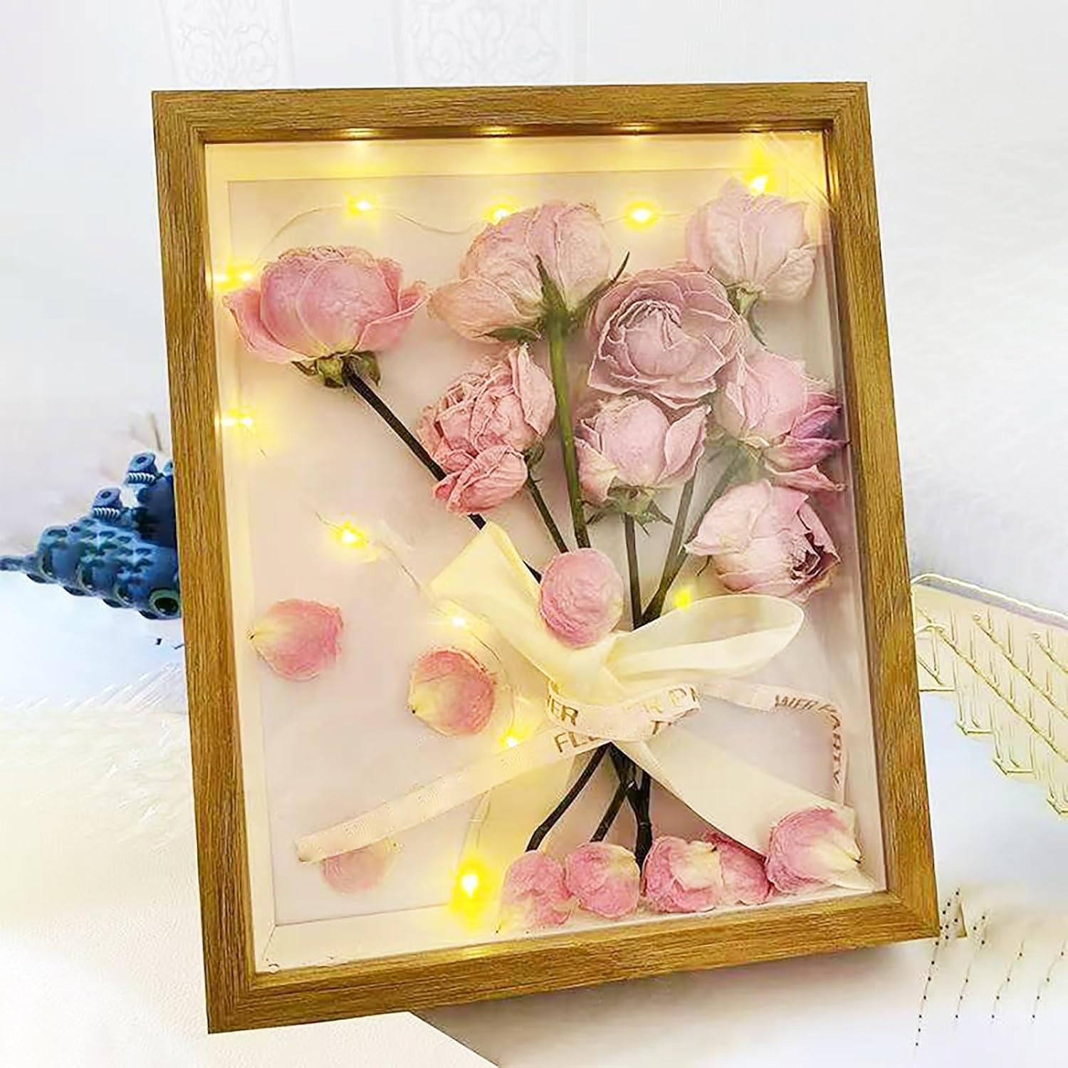2Pcs Shadow Box Frame Display Case 8X10'', Dried Flower Photo Frame, 3D Picture Frame Display Case Deeper 3Cm with Transparent Acrylic Panel for Photos, DIY Crafts, Wedding Souvenir (Wood Color 8X10) image number 1