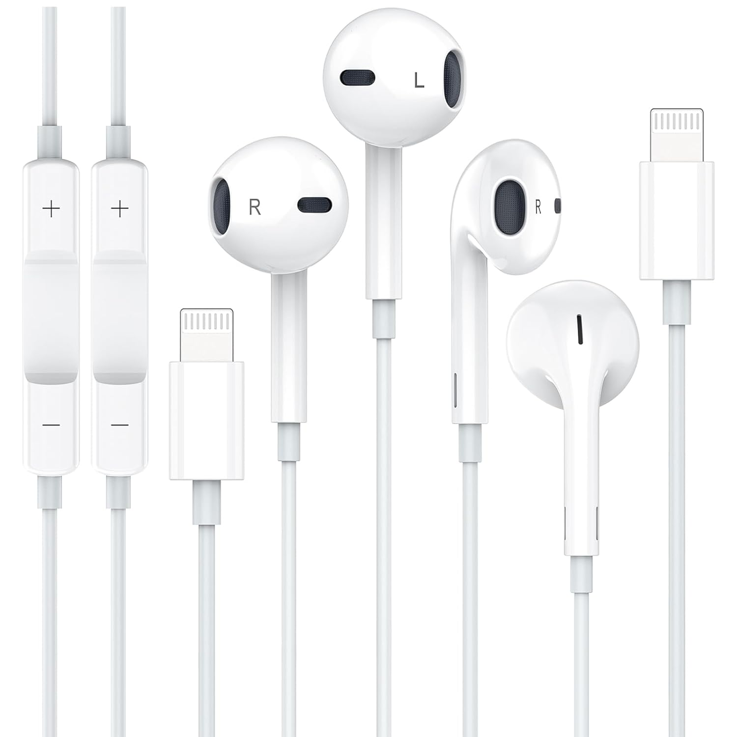Phone Earbuds 2Pack with Lightning Connector [Apple Mfi Certified] Iphone Wired Earphones Headphones for Iphone 14/13/12/11/SE/X/XR/XS (White) image number 6